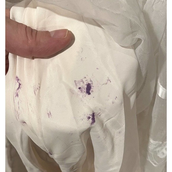 bridallure Women’s SZ 6. VTG White Pink Lace High Neck Long Sleeve Wedding Dress - Picture 8 of 16